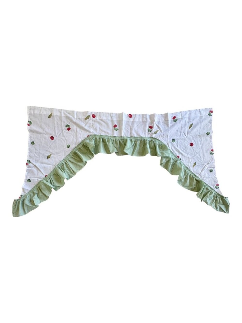 Kitchen Window Valance Vegetable Print With Green Ruffle 58 x 35"